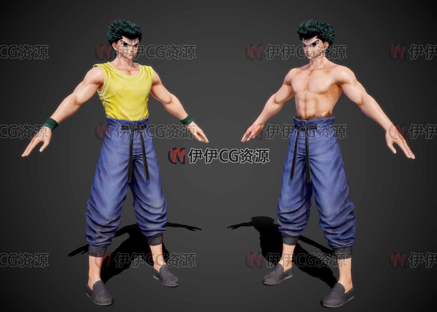 3D模型3Dmax幽游白书PBR材质浦饭幽助小幽Yusuke Urameshi武道