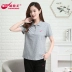 Cheng Demei 2019 hè mới 549 áo nữ kéo cotton đầy hoa với áo thun thun thun thun thun hoa thông thường - Áo polo thể thao