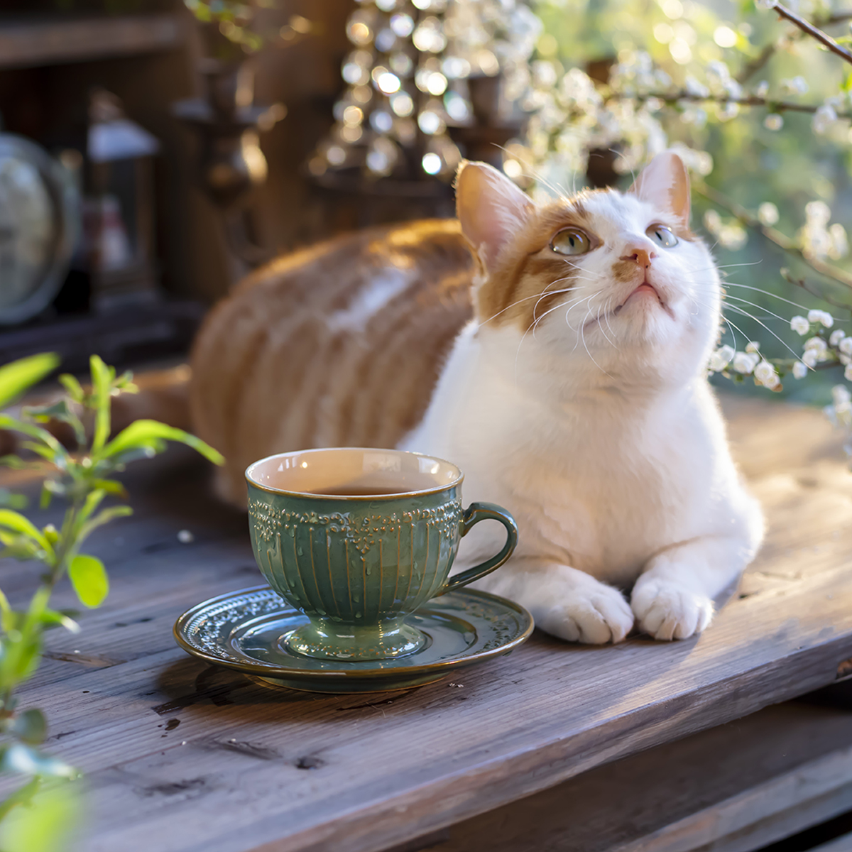 绿色复古咖啡杯釉下彩浮雕高脚陶瓷杯碟诧寂风设计师款小众设计感 - 图2