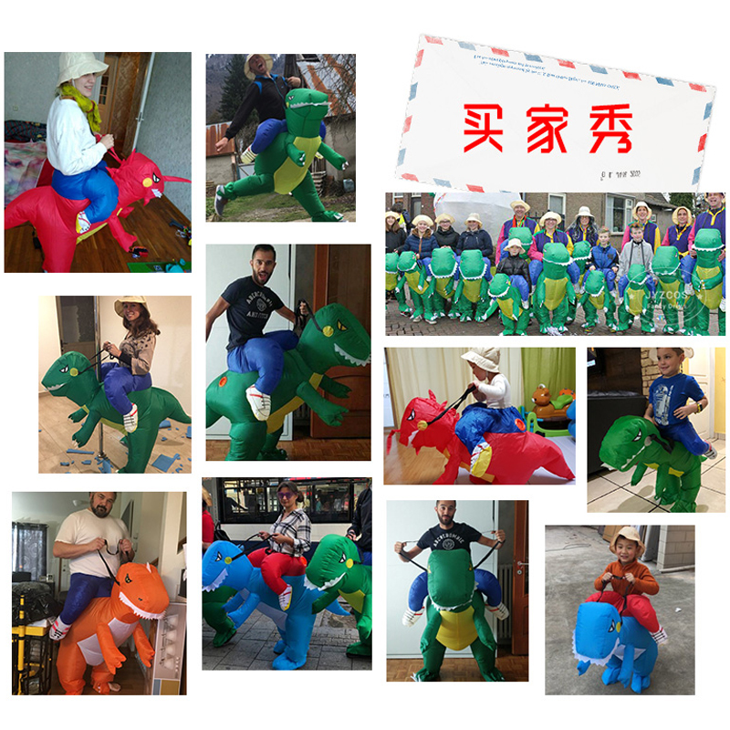 万圣节充气恐龙衣服搞笑坐骑人偶服装儿童行走霸王龙表演出玩偶服 - 图1
