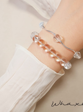 天然白水晶清透冷淡高级感OT扣