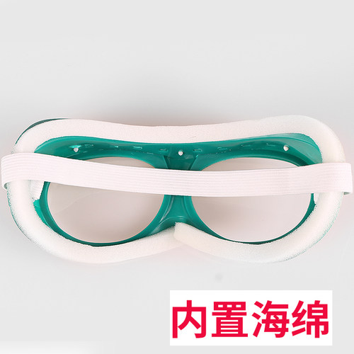 绿海绵防尘眼镜眼罩飞溅骑行防护护目镜玻璃镜片加绵劳保打磨安全 - 图2