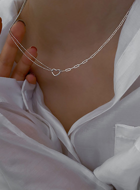 新款爱心项链女小众设计感轻奢百搭时尚简约个性心形锁骨链潮新款