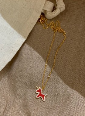 新款红玛瑙小马幸运手饰马上有钱满钻手链女高级感马年好运手饰