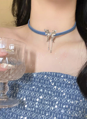 液态金属蝴蝶项链女小众设计感choker项圈锁骨链2025牛仔爆款颈链