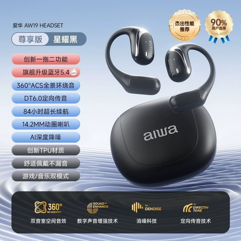 aiwa/爱华AW19蓝牙耳机无线挂耳式运动跑步降噪久戴不痛骨传导-图2