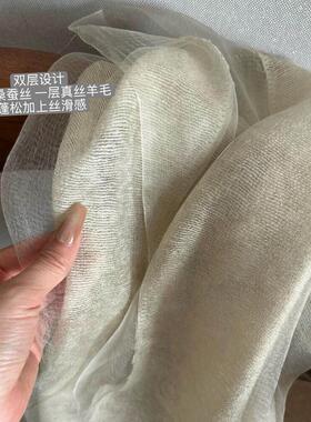 双层围巾薄款仿棉麻真丝