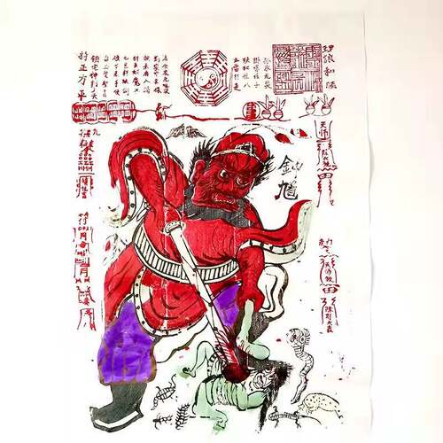 手绘钟馗画像大门贴画大门画手绘朱砂钟馗画挂画 - 图1