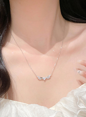 纯银爱心天使轻奢小众项链女