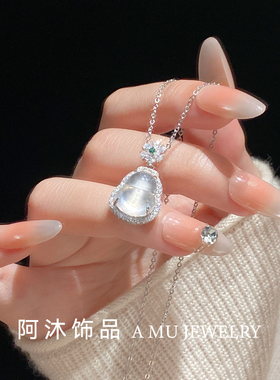 纯银天然水沫玉葫芦项链女送闺蜜