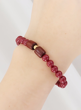 原创天然朱砂小叶紫檀转运手串女