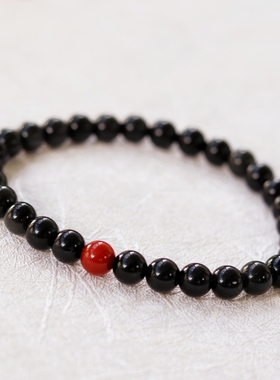 女黑曜石原创设计手链手串细天然
