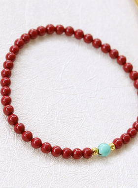 天然红色朱砂手链极细女细本命年朱砂珠手链朱砂护身符手链手串女