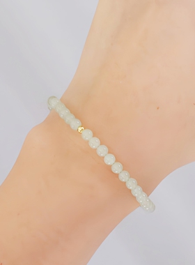 天然和田玉晴水圆珠极细手串女款