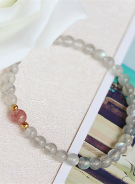 灰月光石手链招桃花小众极细水晶