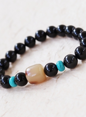 黑曜石天然原创设计男女单圈手串