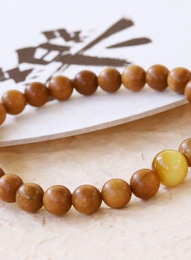 新中式原创天然金丝楠木手链简约