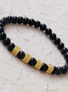 原创设计天然黑曜石手链手串男女
