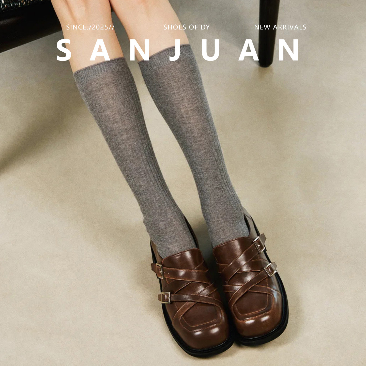 羊皮版sanjuan三卷复古小众厚底小皮鞋女英伦JK乐福鞋设计感单鞋,淘宝优惠券,粉丝福利购,淘宝优惠卷