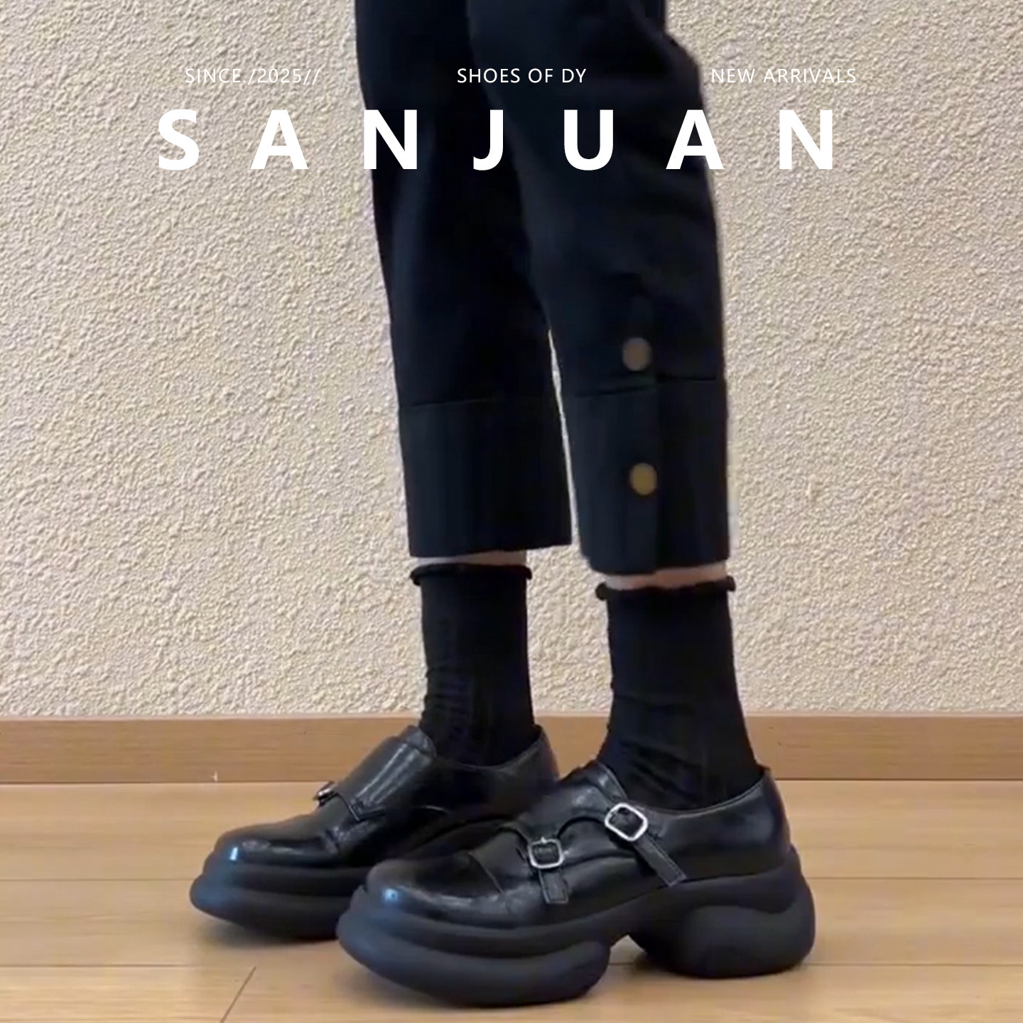 【三卷】厚底圆头复古秋冬小皮鞋女学院风双皮带扣一脚蹬深口单鞋,淘宝优惠券,粉丝福利购,淘宝优惠卷