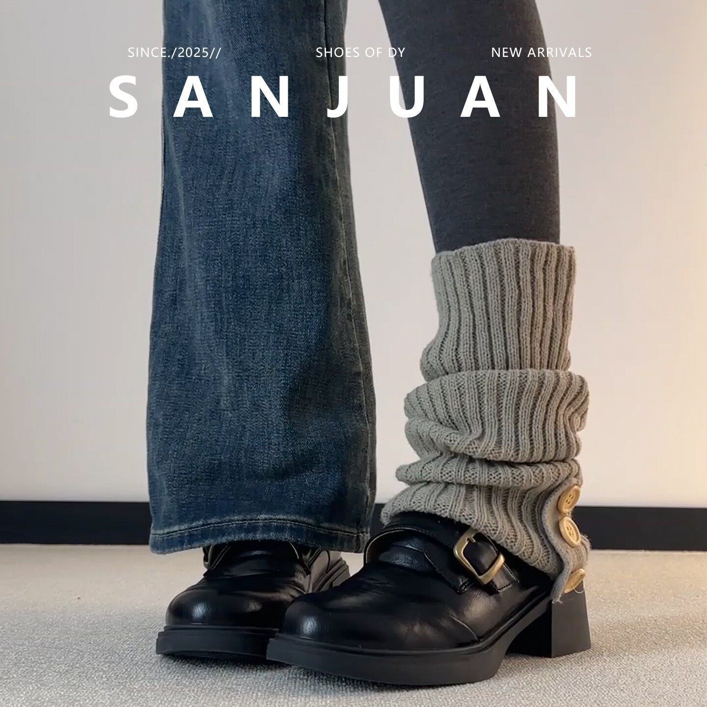 羊皮版sanjuan三卷棕色厚底圆头小皮鞋学院百搭粗跟单鞋女乐福鞋,淘宝优惠券,粉丝福利购,淘宝优惠卷