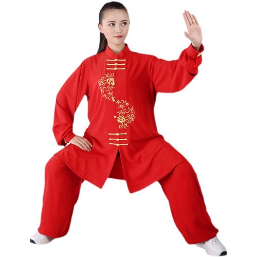 宏极太极服女春秋新款刺绣表演服晨练服练功中长款正品武术太极拳 - 图3