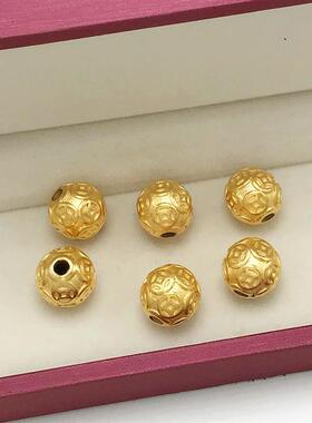 越南沙金手链散珠光面圆珠转运珠 镀金DIY手编手串配件亚光小金珠