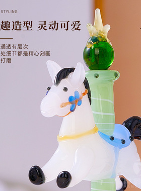 淄博琉璃摇摇马桌面摆件非遗手工装饰品家居摆放玄关礼物马上有钱