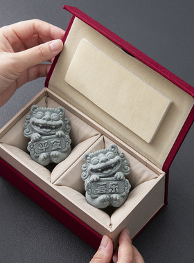 中国风平安喜乐石狮子桌面茶宠装饰品小摆件吉祥物工艺品生日礼物