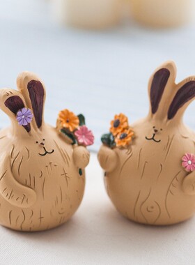 创意大蒜兔家居装饰品摆件客厅书桌酒柜家居摆设可爱树脂工艺品