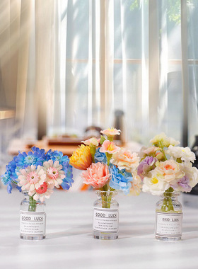 家居迷你摆件浪漫仿真花花瓶摆件桌面小号花瓶装饰氛围仿真花