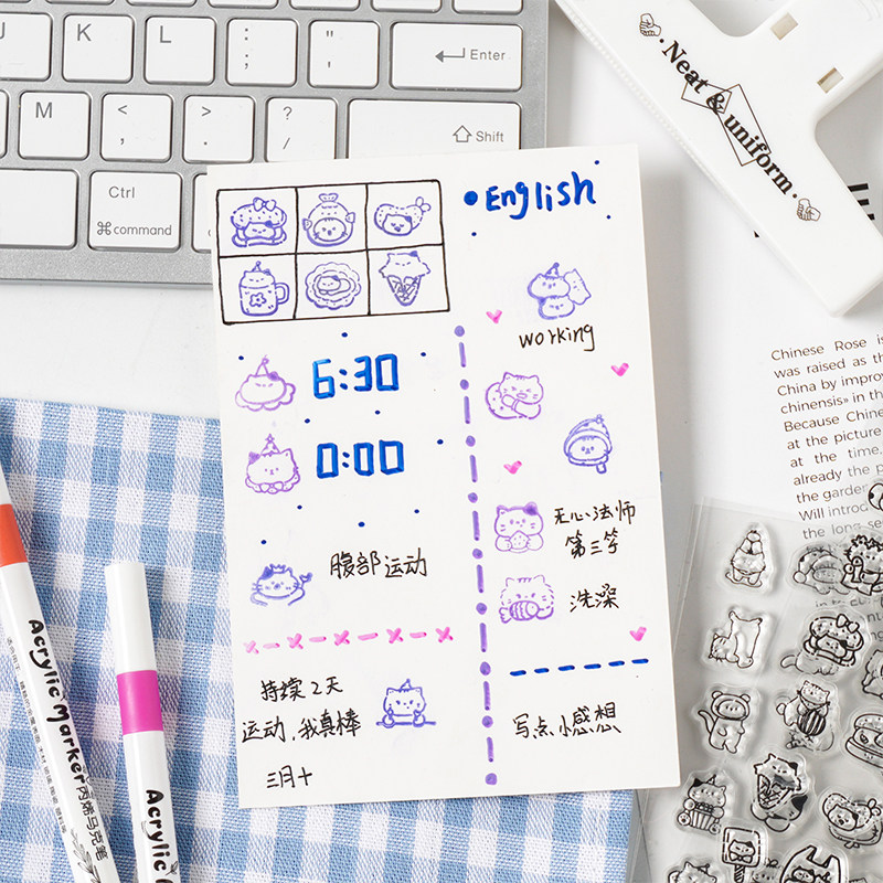 ins透明硅胶可爱卡通动物图案学生儿童手工印章diy手帐盖章可水洗,淘宝优惠券,粉丝福利购,淘宝优惠卷