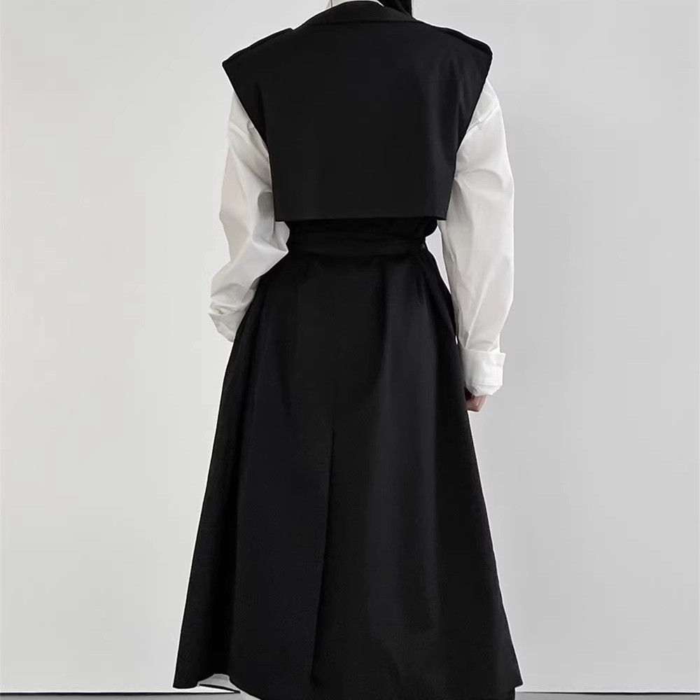 2025秋季新款马甲女韩版超长款到脚踝赫本风大码马夹加长风衣外套 - 图1