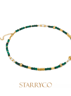 孔雀独特多场景女高级绿项链叠戴