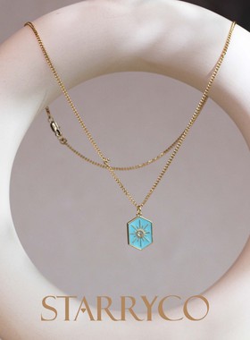 镀金简约百搭女珐琅彩毛衣链项链