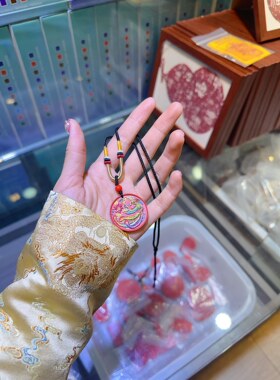 天然正品保真朱砂红砂新款上新原创彩绘吊坠上新款65