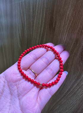 天然正品保证朱砂红砂四毫米迷你单圈手串上新