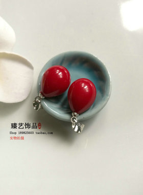 diy深红色水滴挂件散珠