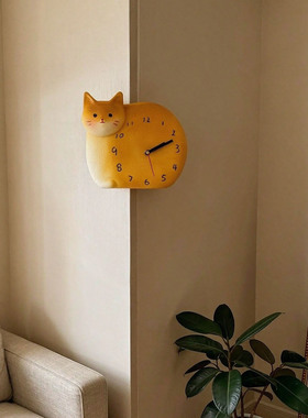 时光狗免打孔超静音转角小猫3D钟