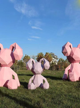 定制小白兔子雕塑玻璃钢彩绘卡通