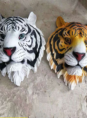 定制虎头浮雕挂件狼头雕塑像客厅