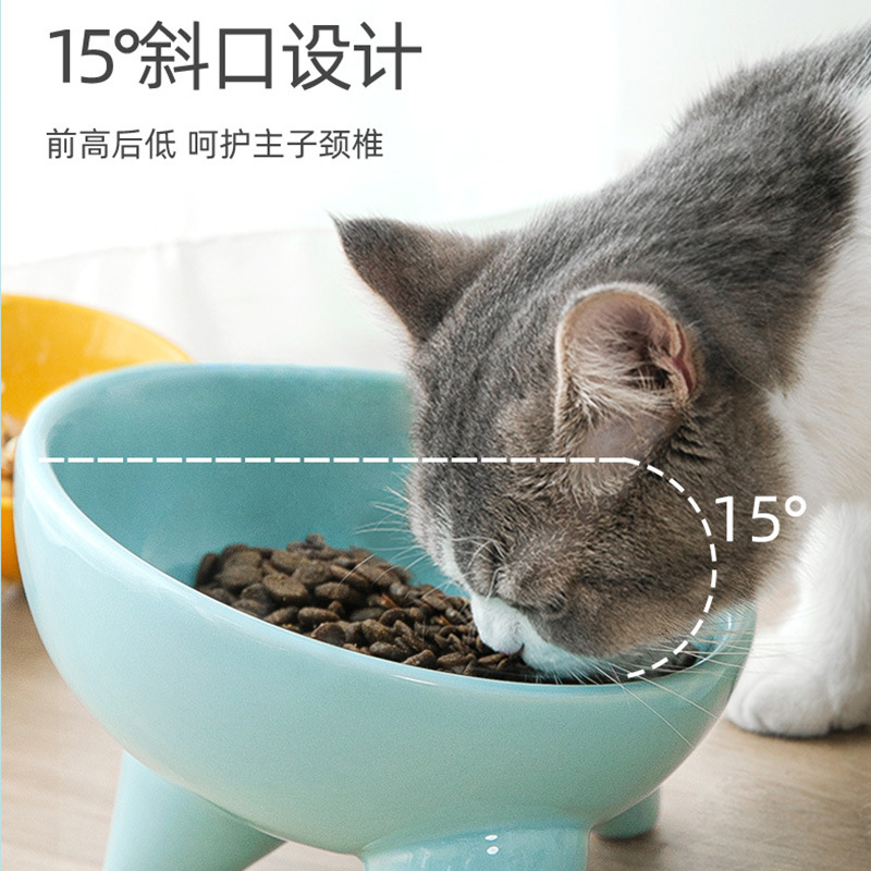 陶瓷碗斜口幼猫碗狗碗防打翻猫食盆高脚宠物碗喝水碗粮碗宠物用品 - 图2