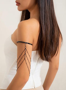 欧美跨境ins风蝴蝶流苏开口臂镯女 个性金属U形链条手饰手镯首饰