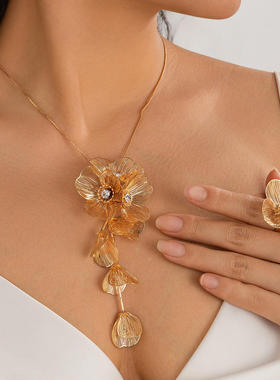 Necklace欧美跨境设计感镶钻立体