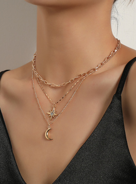 欧美跨境饰品女士时尚立体月牙