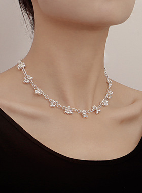 欧美跨境饰品亮银色金属水滴颈链