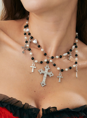 欧美跨境甜酷哥特十字架流苏