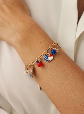 欧美跨境创意独立日流苏锁骨链