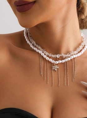 欧美跨境饰品水晶椰树流苏巴洛克