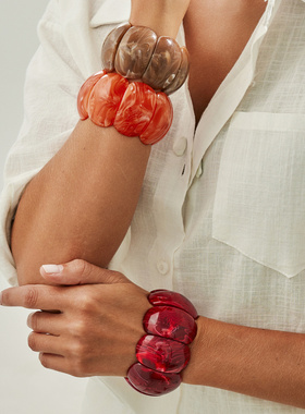 欧美跨境ins彩色夸张晕染宽手镯